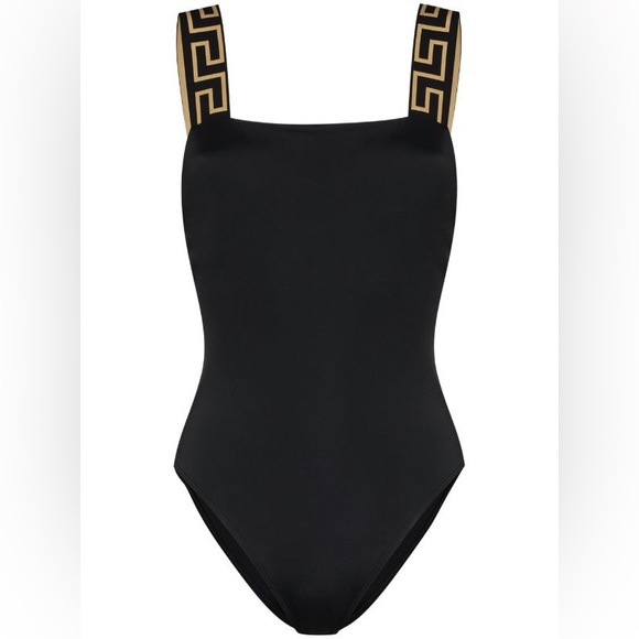 New Versace Greca Border black One-Piece Swimsuit